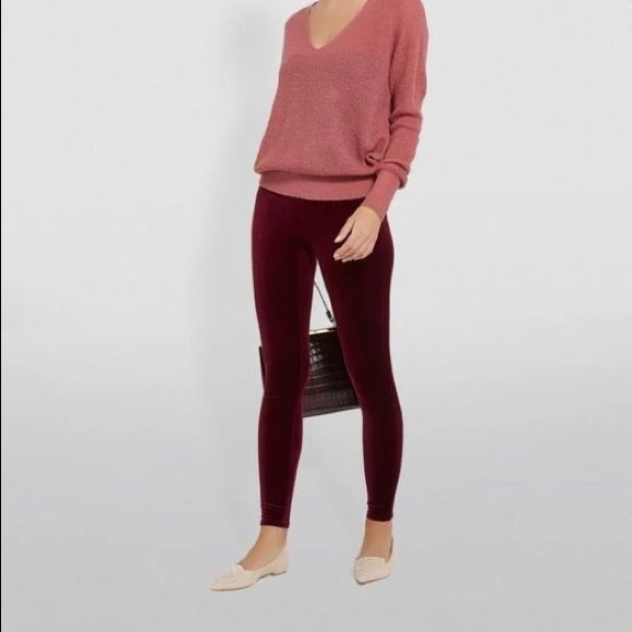 Spanx Velvet Leggings In Rich Burgundy 